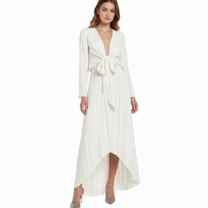 Ramy Brook Zaylee NWT Ivory Plunge High-Low Midi Dress sz Small